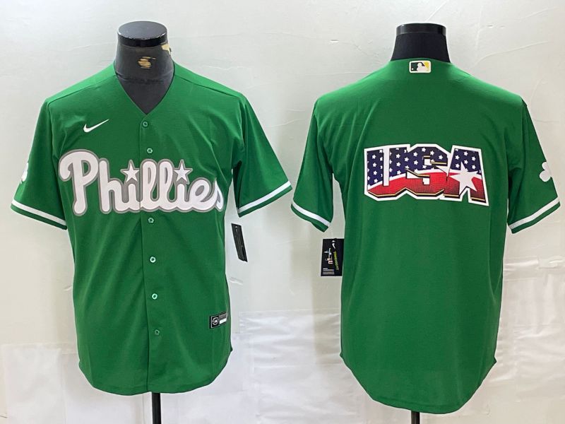 Men Philadelphia Phillies Blank Green Fashion Game Nike 2024 MLB Jersey style 1